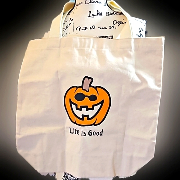 LIFE IS GOOD tote bag with Jack O'lantern - Picture 4 of 11